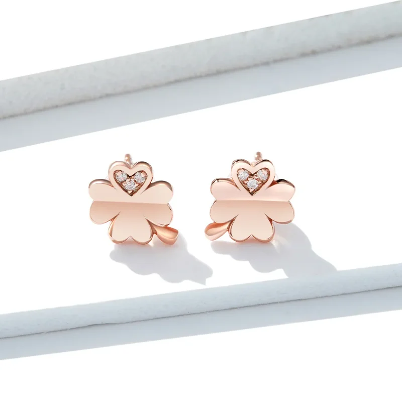 (bilde for) Pandora Style Rose Gold Clover øredobber - BSE233 - Vis 4