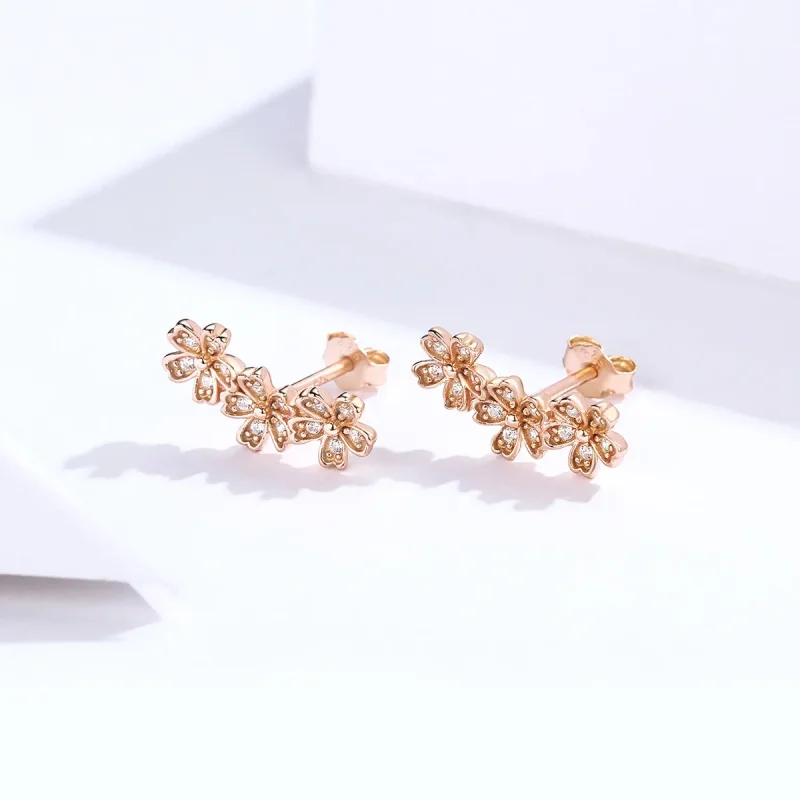 (bilde for) Pandora Style Rose Gold Contracted Daisy Stud øredobber - SCE419-C - Vis 2