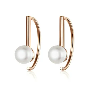 (bilde for) Pandora Style Rose Gold Pearl Hengende øredobber - SCE604