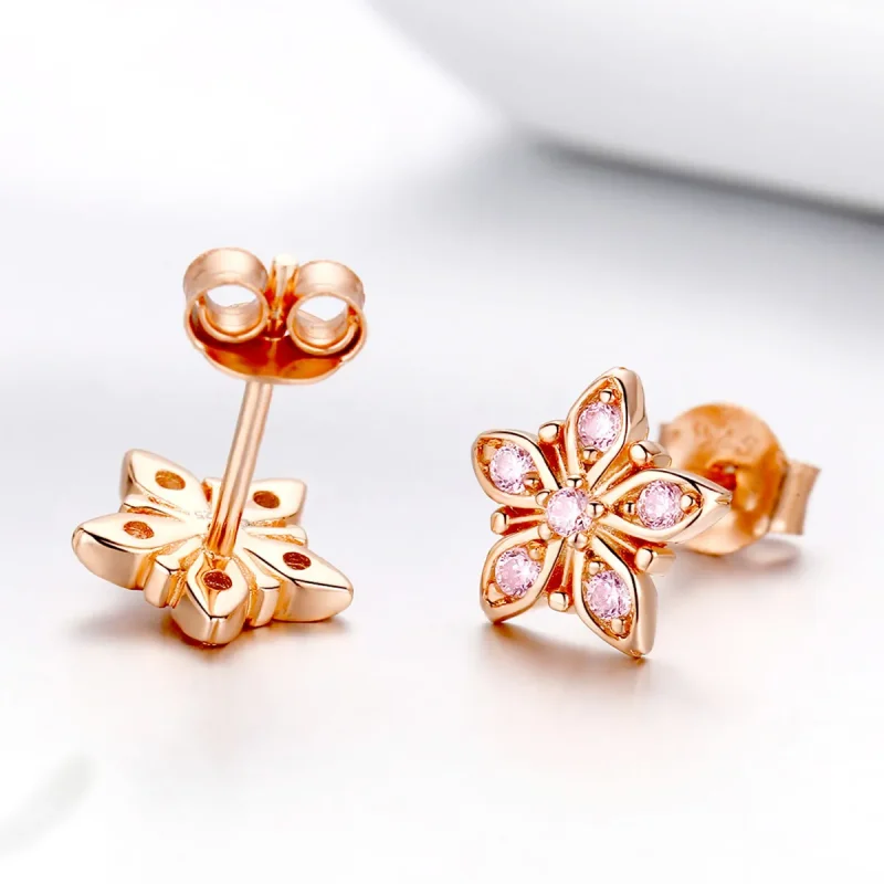 (bilde for) Pandora Style Rose Gold Rosa Daisy Stud øredobber - BSE034 - Vis 2