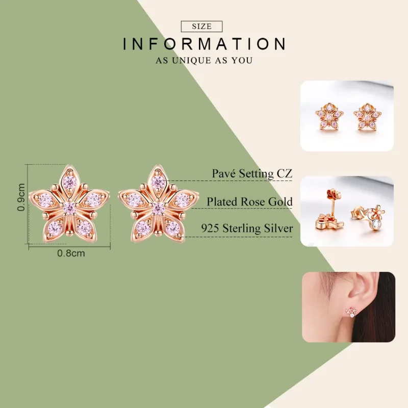 (bilde for) Pandora Style Rose Gold Rosa Daisy Stud øredobber - BSE034 - Vis 7
