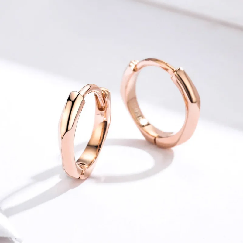 (bilde for) Pandora Style Rose Gold Simple Hoop øredobber - BSE119 - Vis 2