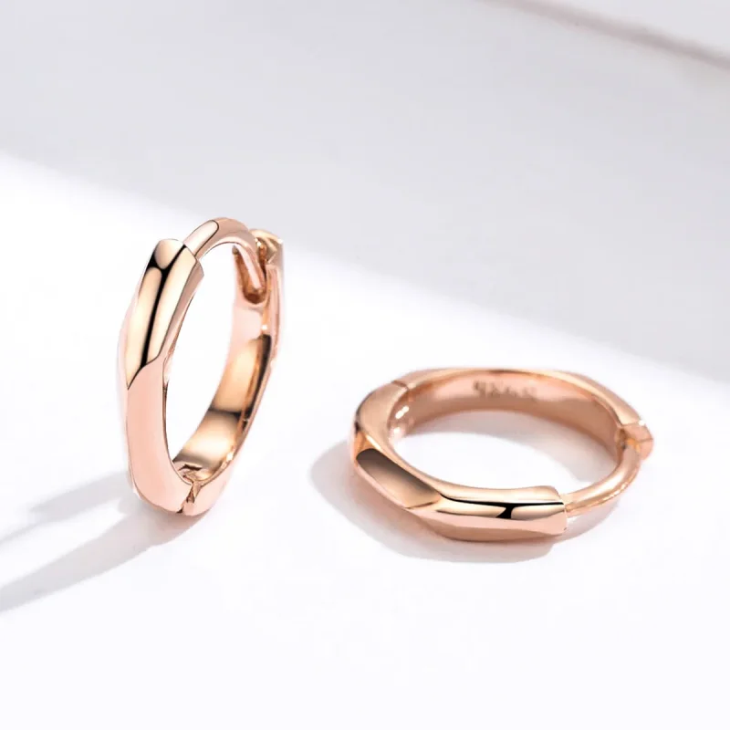 (bilde for) Pandora Style Rose Gold Simple Hoop øredobber - BSE119 - Vis 4