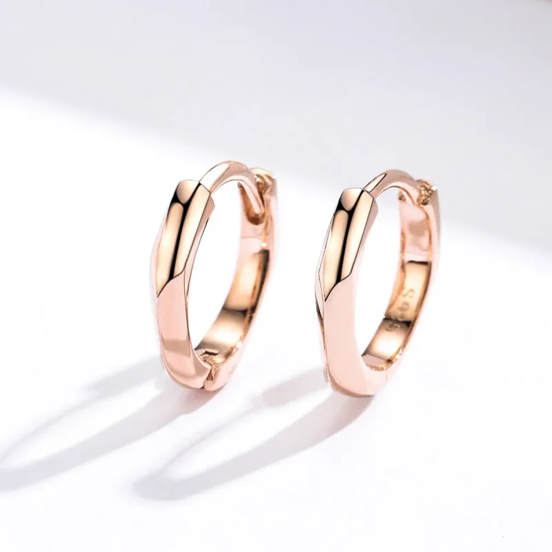 (bilde for) Pandora Style Rose Gold Simple Hoop øredobber - BSE119 - Vis 5