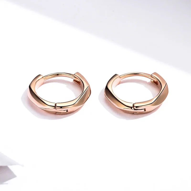(bilde for) Pandora Style Rose Gold Simple Hoop øredobber - BSE119 - Vis 6