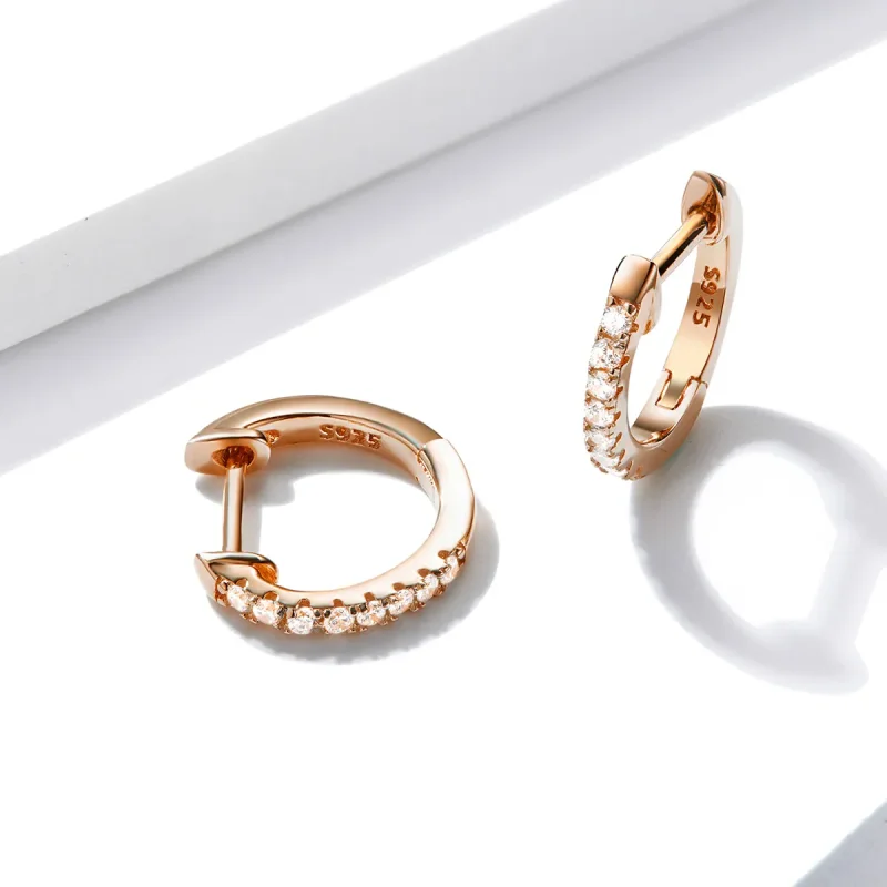 (bilde for) Pandora Style Rose Gold Small Circle Hoop øredobber - SCE498-C - Vis 3