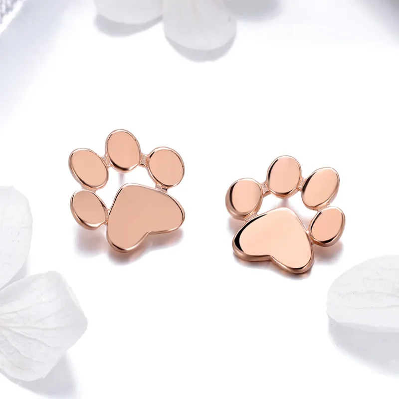 (bilde for) Pandora Style Rose Gold Søte Cat Paw Stud øredobber - SCE407-3 - Vis 2