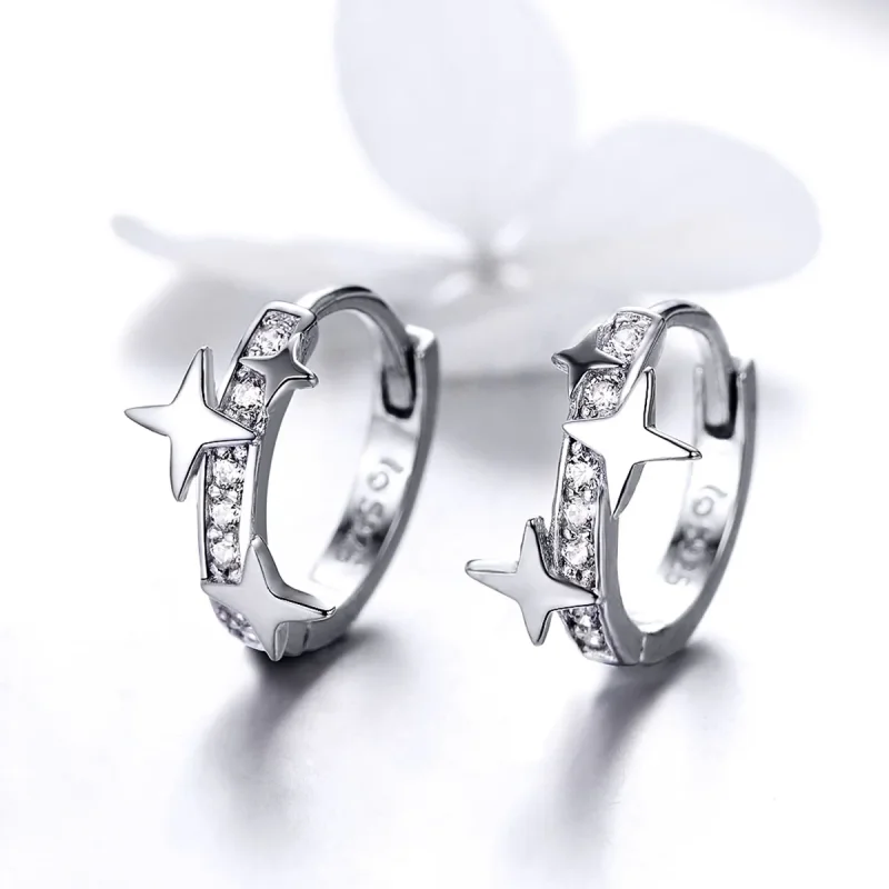 (bilde for) Pandora Style Silver A Star of Wish Hoop øredobber - BSE076 - Vis 2