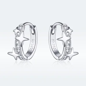 (bilde for) Pandora Style Silver A Star of Wish Hoop øredobber - BSE076