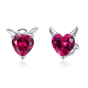 (bilde for) Pandora Style Silver Angel and Devil Stud øredobber - SCE414