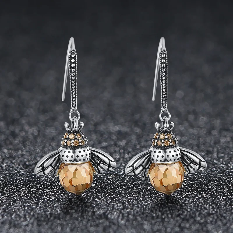 (bilde for) Pandora Style Silver Bee Hengende øredobber - SCE149 - Vis 3