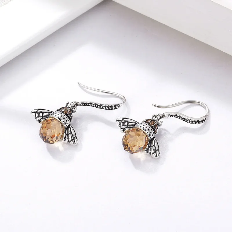 (bilde for) Pandora Style Silver Bee Hengende øredobber - SCE149 - Vis 5