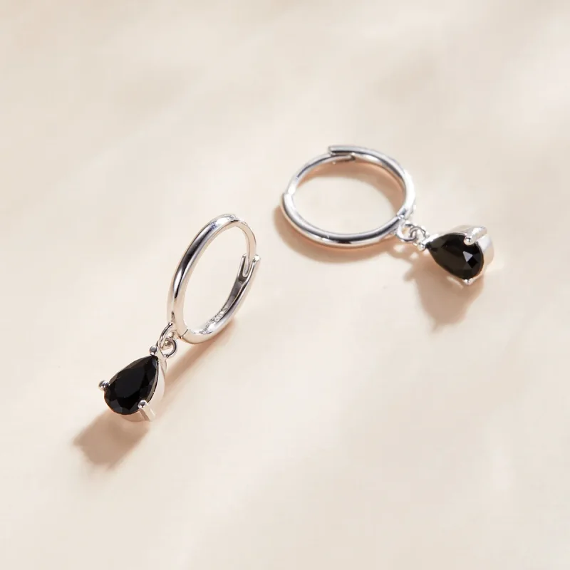 (bilde for) Pandora Style Silver Black Drop Dangle øredobber - SCE1018-BK - Vis 3