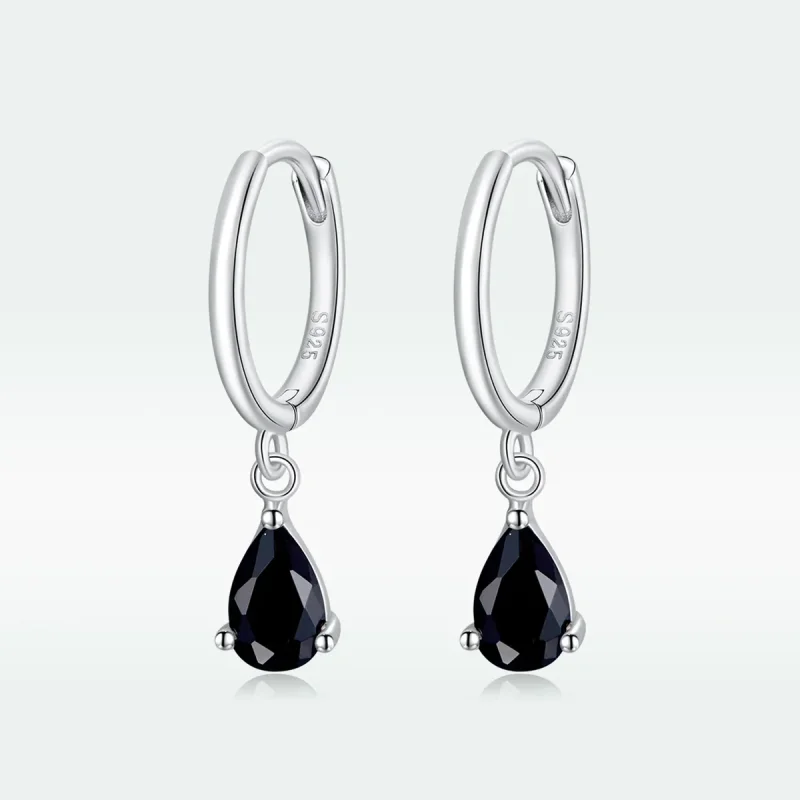 (bilde for) Pandora Style Silver Black Drop Dangle øredobber - SCE1018-BK - Vis 5