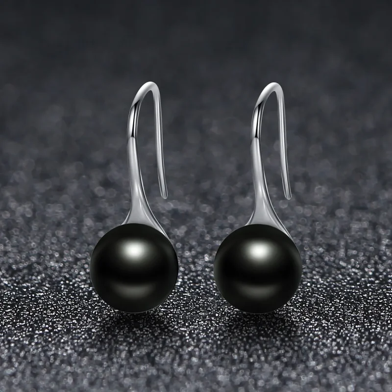 (bilde for) Pandora Style Silver Black Pearl Hengende øredobber - SCE144 - Vis 3