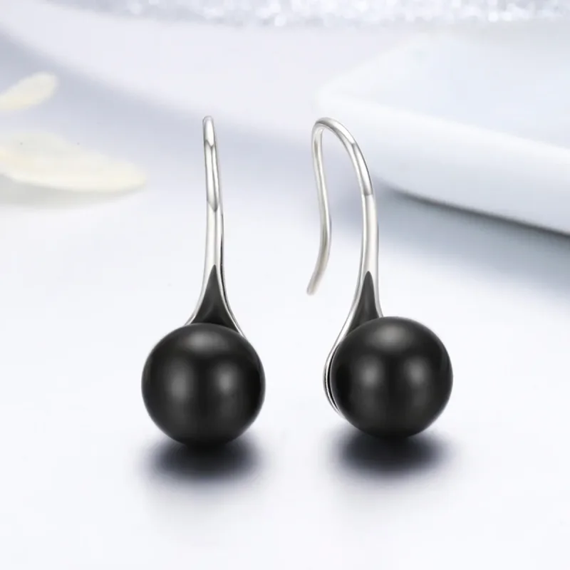 (bilde for) Pandora Style Silver Black Pearl Hengende øredobber - SCE144 - Vis 4