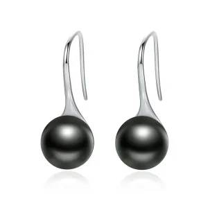 (bilde for) Pandora Style Silver Black Pearl Hengende øredobber - SCE144