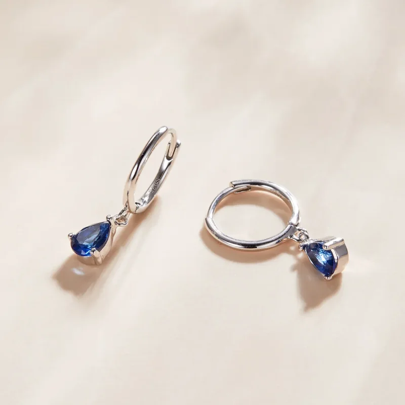 (bilde for) Pandora Style Silver Blue Drop Dingle øredobber - SCE1018-BU - Vis 2