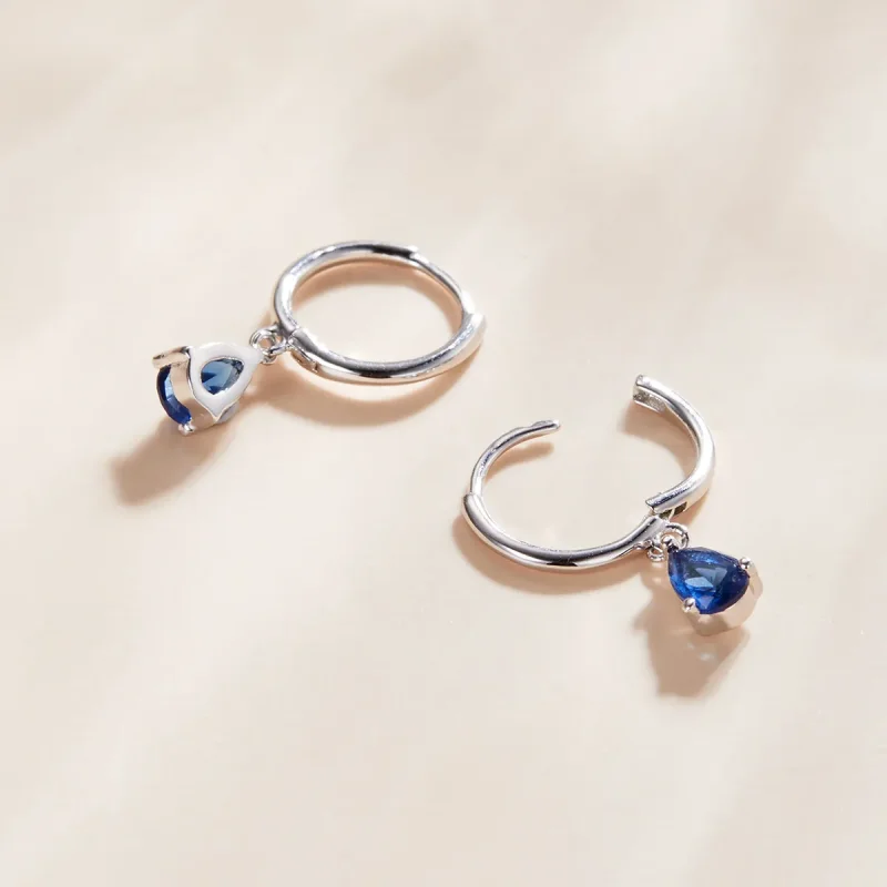 (bilde for) Pandora Style Silver Blue Drop Dingle øredobber - SCE1018-BU - Vis 3