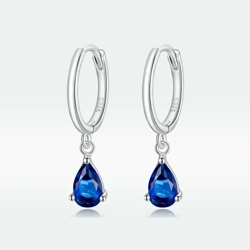 (bilde for) Pandora Style Silver Blue Drop Dingle øredobber - SCE1018-BU - Vis 5