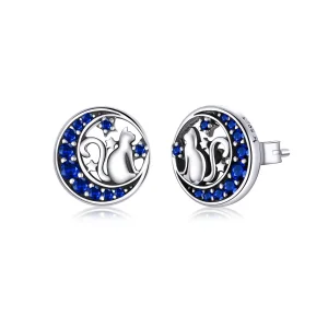 (bilde for) Pandora Style Silver Blue Moon & Kitty øredobber - SCE880