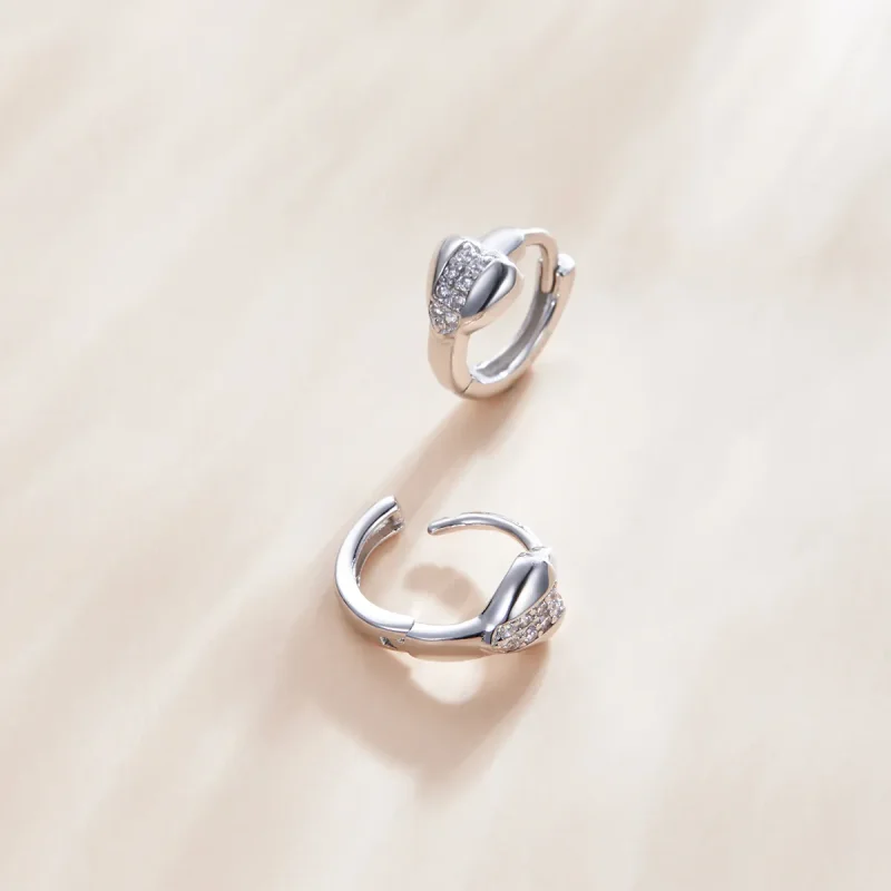 (bilde for) Pandora Style Silver Bright Love Hoop øredobber - SCE1109 - Vis 3