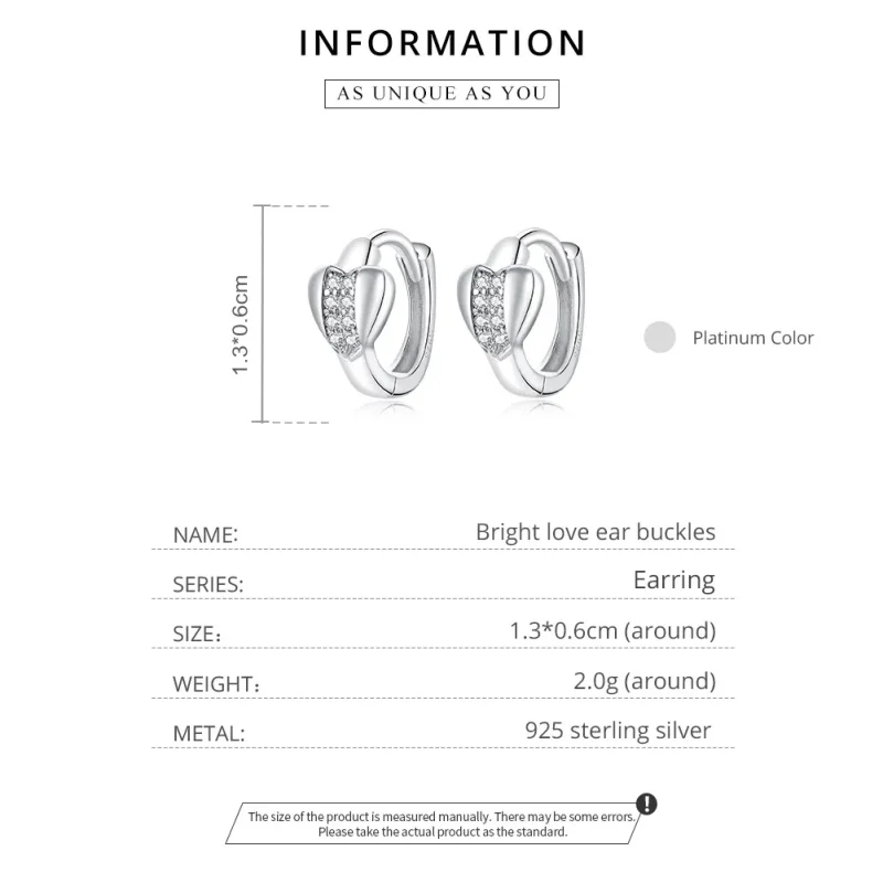 (bilde for) Pandora Style Silver Bright Love Hoop øredobber - SCE1109 - Vis 8