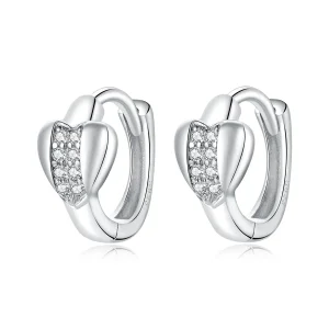 (bilde for) Pandora Style Silver Bright Love Hoop øredobber - SCE1109