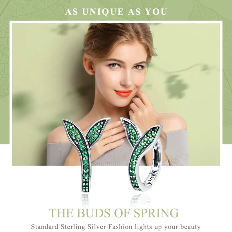 (bilde for) Pandora Style Silver Buds of Spring Hoop øredobber - SCE295 - Vis 2