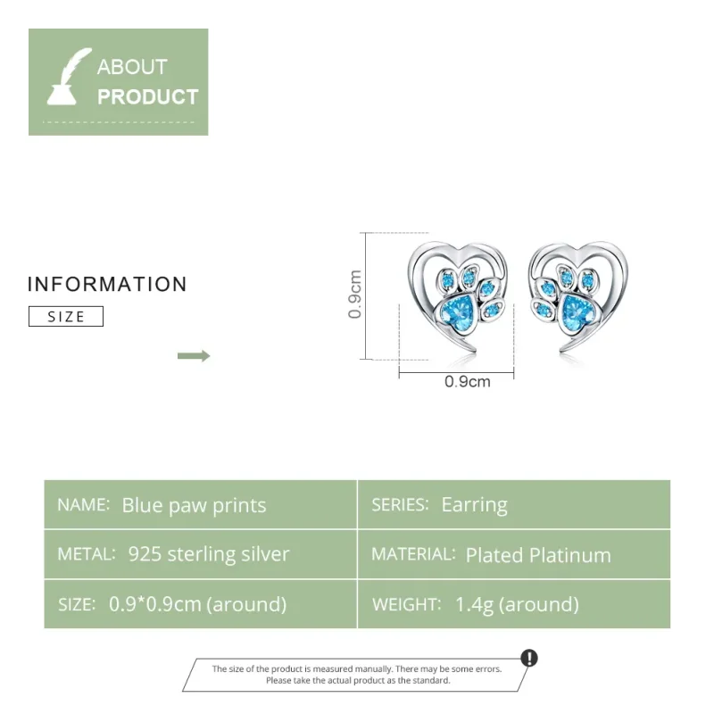 (bilde for) Pandora Style Silver Caring Dog Paw Heart Stud øredobber - SCE654 - Vis 8