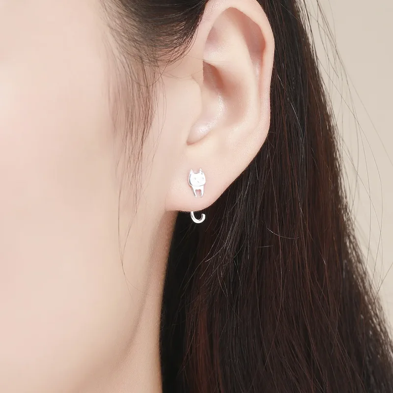 (bilde for) Pandora Style Silver Cat and Fish Stud øredobber - SCE488 - Vis 5