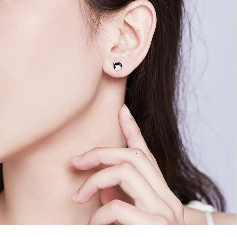 (bilde for) Pandora Style Silver Cat and Fish Stud øredobber - SCE623 - Vis 6