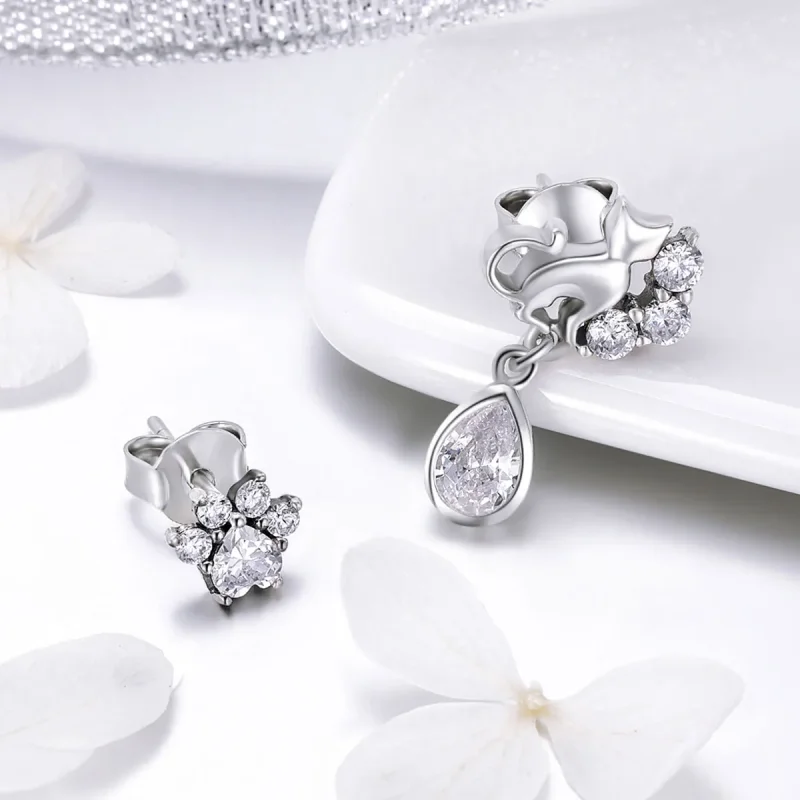 (bilde for) Pandora Style Silver Cat Companionship øredobber - SCE424 - Vis 3