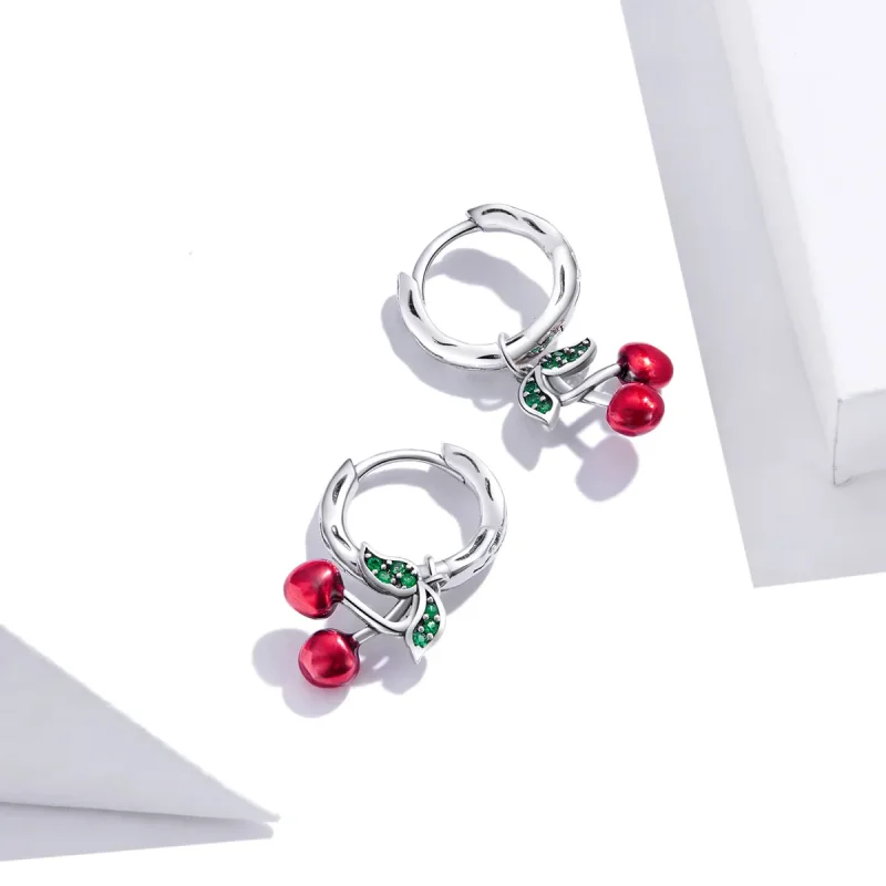 (bilde for) Pandora Style Silver Cherry Dangle øredobber - SCE905 - Vis 3