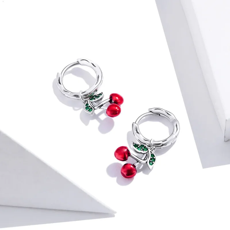 (bilde for) Pandora Style Silver Cherry Dangle øredobber - SCE905 - Vis 4