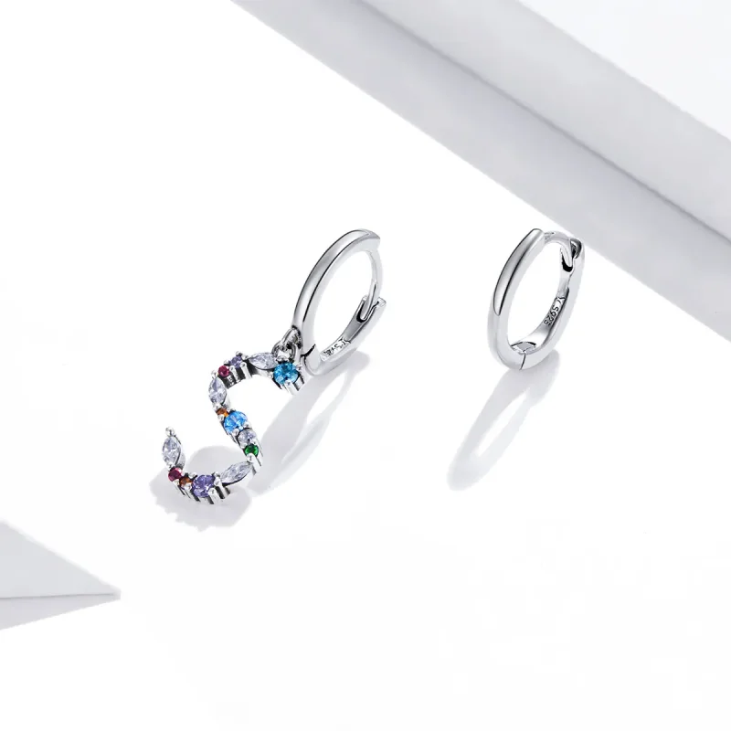 (bilde for) Pandora Style Silver Colorful Letter S Dingle øredobber - SCE1032 - Vis 2
