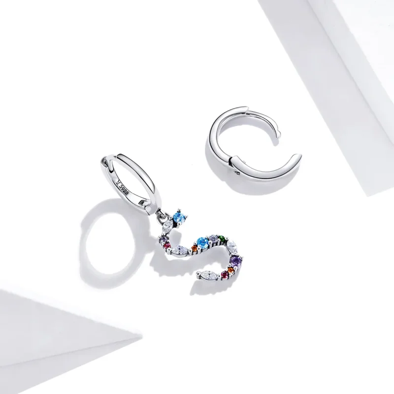 (bilde for) Pandora Style Silver Colorful Letter S Dingle øredobber - SCE1032 - Vis 3