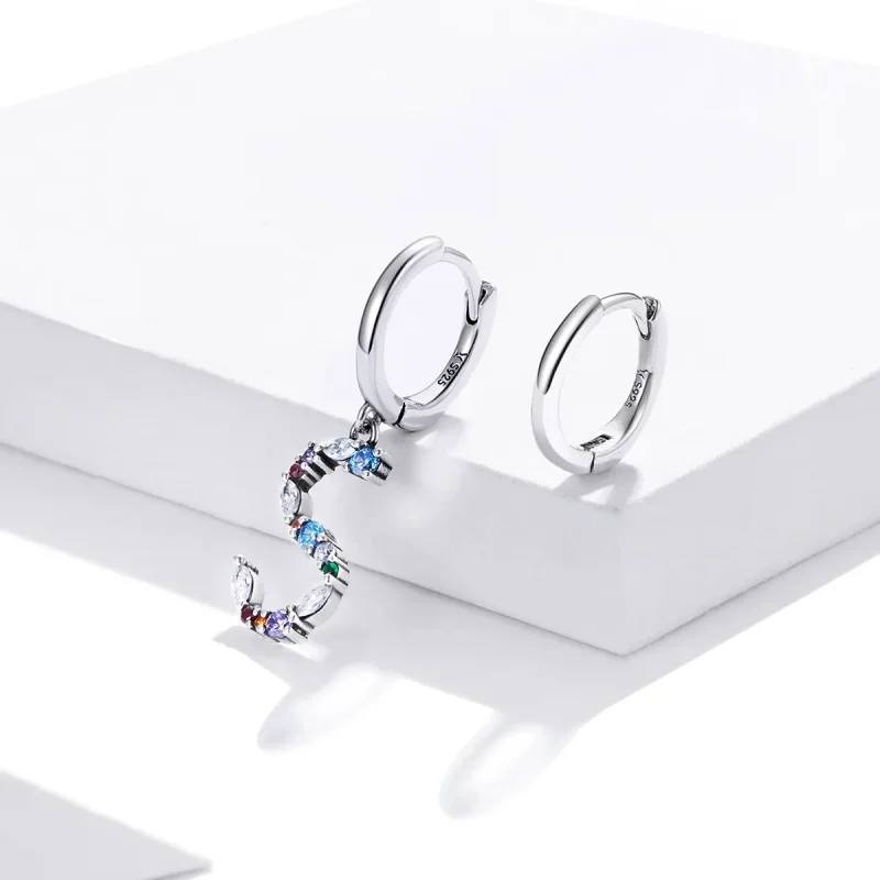 (bilde for) Pandora Style Silver Colorful Letter S Dingle øredobber - SCE1032 - Vis 4