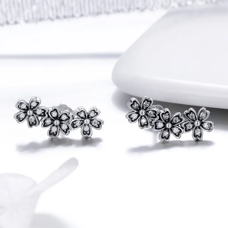 (bilde for) Pandora Style Silver Contracted Daisy Stud øredobber - SCE419 - Vis 5