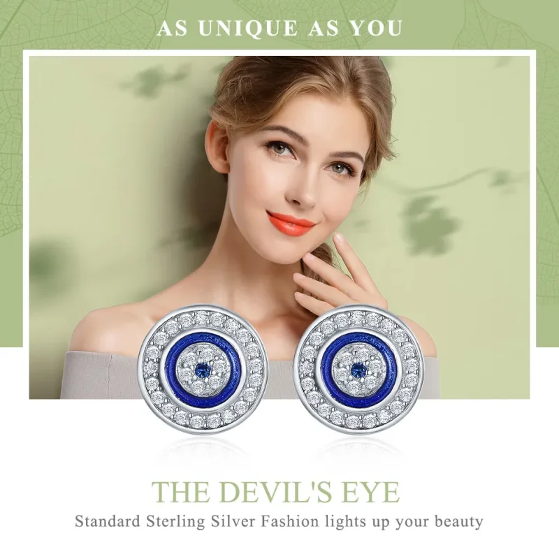 (bilde for) Pandora Style Silver Devil's Eye Stud øredobber - SCE148 - Vis 2