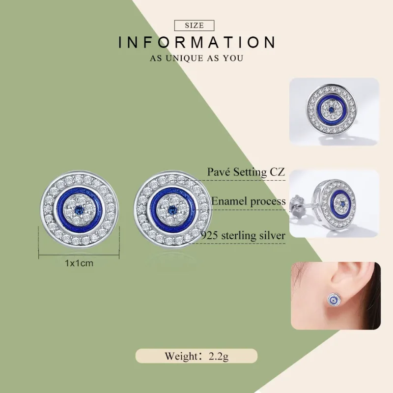 (bilde for) Pandora Style Silver Devil's Eye Stud øredobber - SCE148 - Vis 4