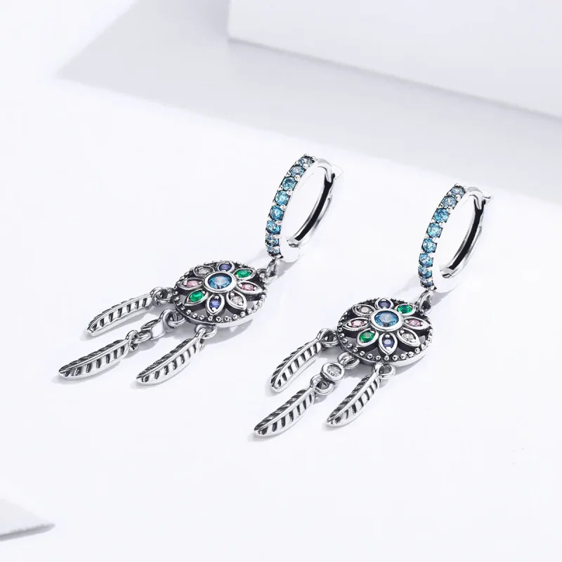 (bilde for) Pandora Style Silver Dream Catcher Dingle øredobber - SCE713 - Vis 2