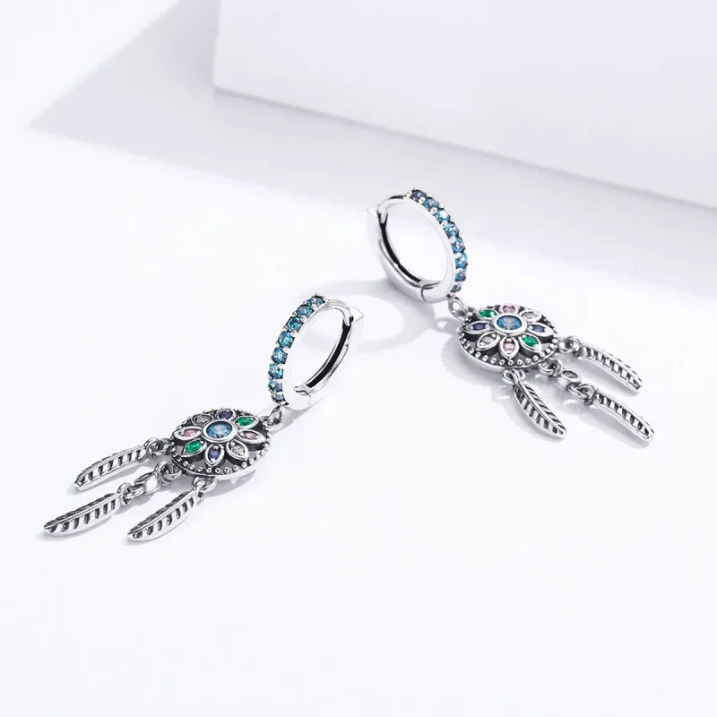 (bilde for) Pandora Style Silver Dream Catcher Dingle øredobber - SCE713 - Vis 3