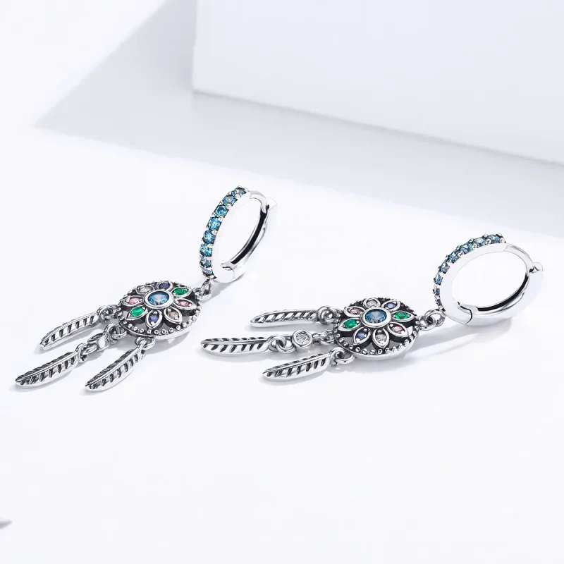 (bilde for) Pandora Style Silver Dream Catcher Dingle øredobber - SCE713 - Vis 4