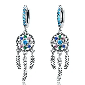 (bilde for) Pandora Style Silver Dream Catcher Dingle øredobber - SCE713