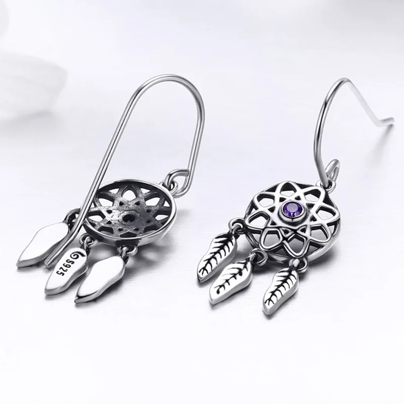 (bilde for) Pandora Style Silver Dreamcatcher Hengende øredobber - SCE394 - Vis 2