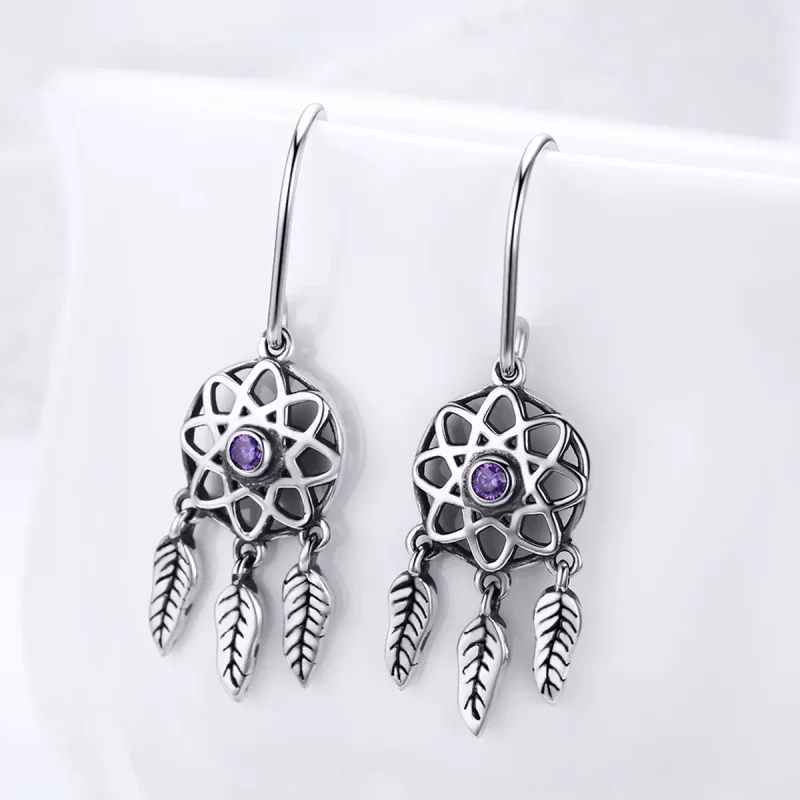 (bilde for) Pandora Style Silver Dreamcatcher Hengende øredobber - SCE394 - Vis 3