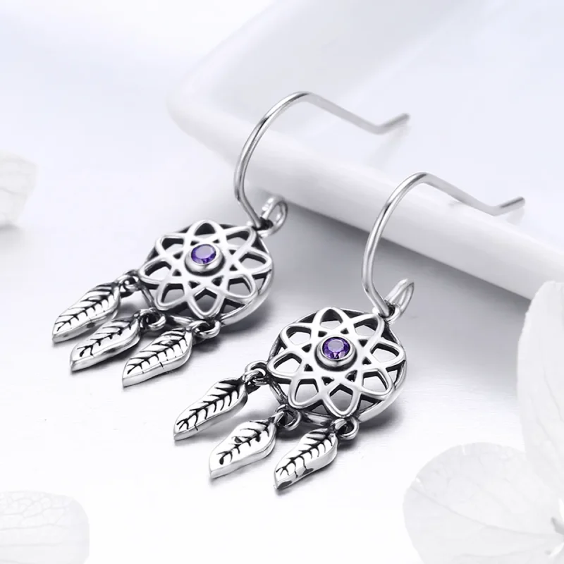 (bilde for) Pandora Style Silver Dreamcatcher Hengende øredobber - SCE394 - Vis 5