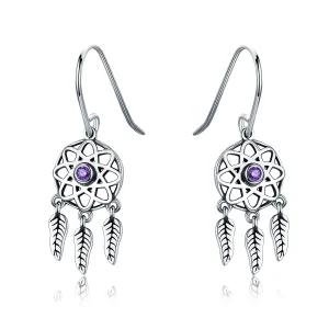 (bilde for) Pandora Style Silver Dreamcatcher Hengende øredobber - SCE394
