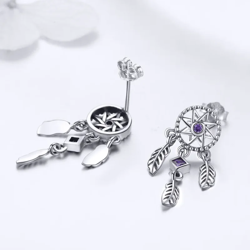(bilde for) Pandora Style Silver Dreamcatcher Hengende øredobber - SCE502 - Vis 4